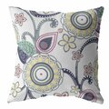 Homeroots 16 in. White & Yellow Floral Indoor & Outdoor Throw Pillow Multi Color 412476